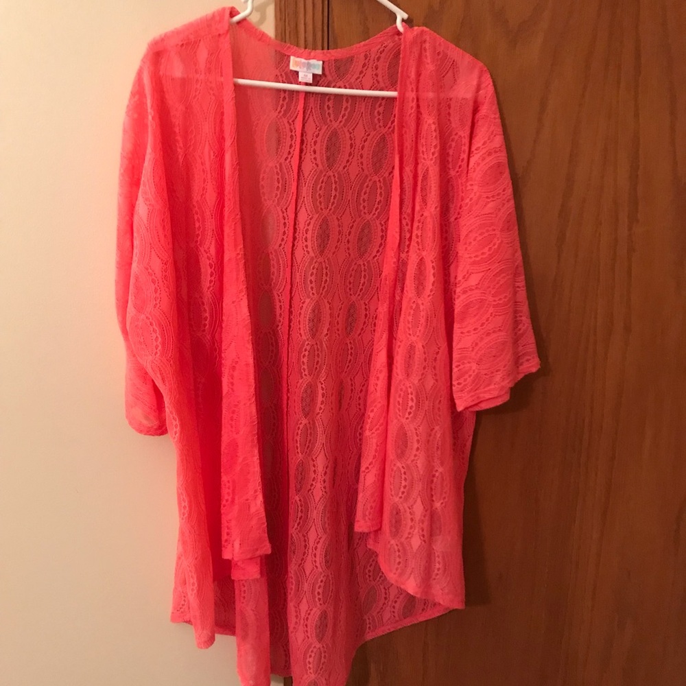 Lularoe Lindsay Lace Coral